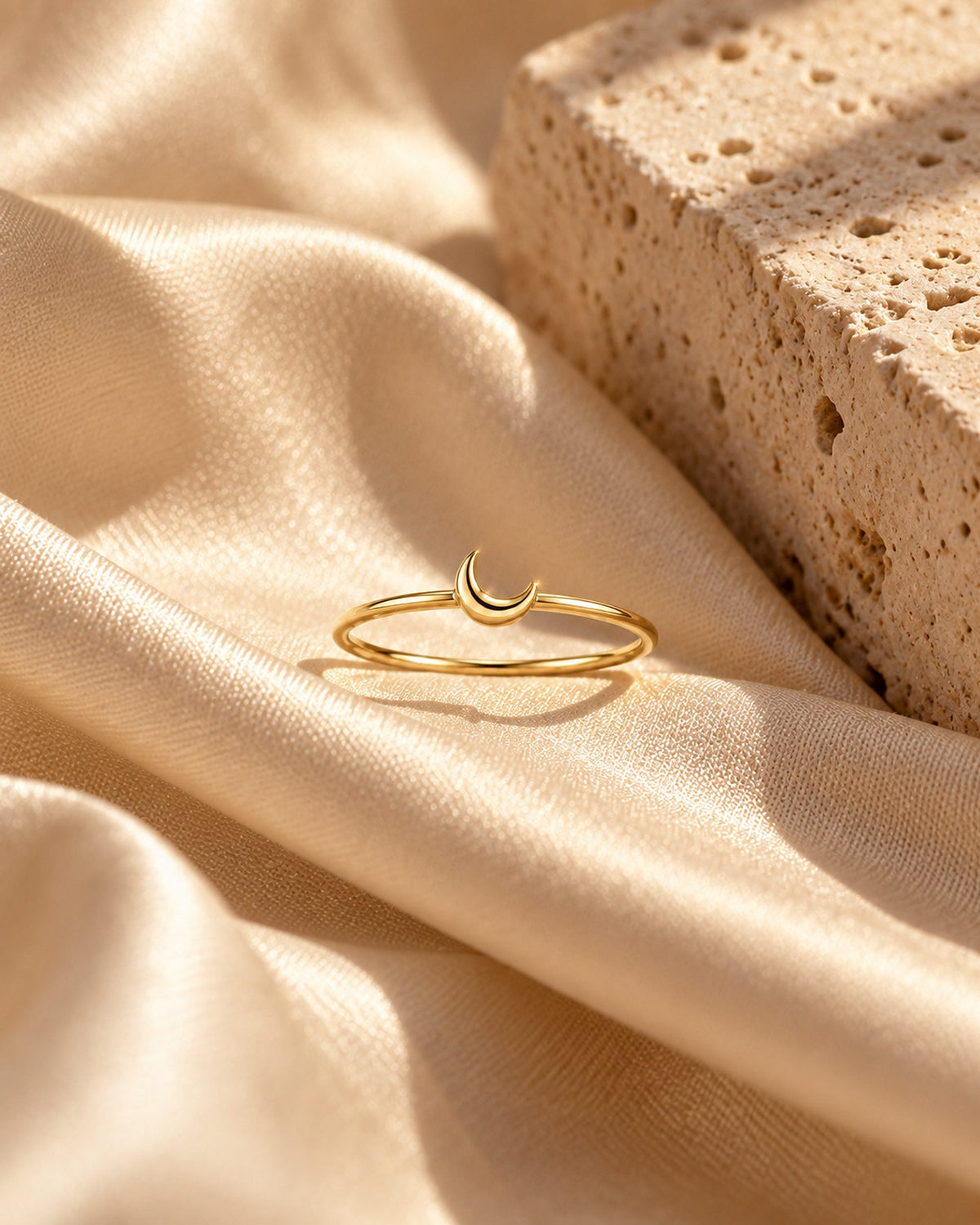 Bague Luna sur soie champagne