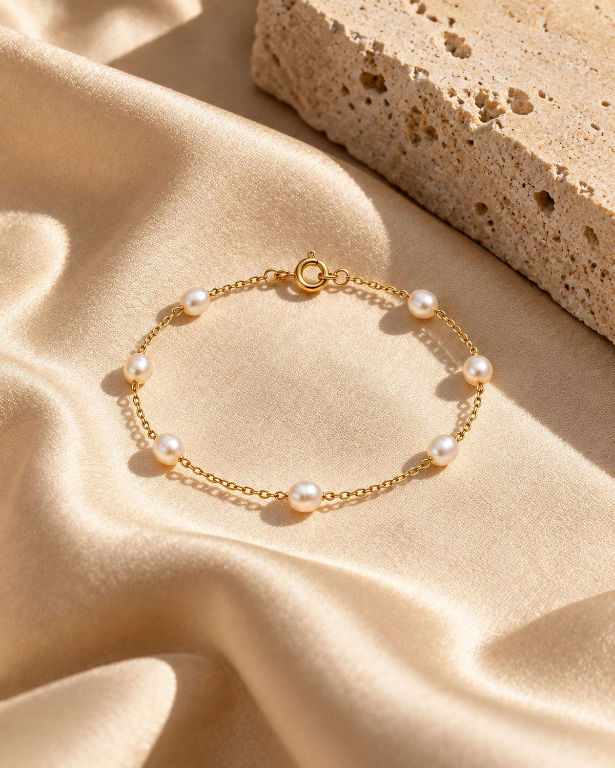 Bracelet Francesca sur soie champagne