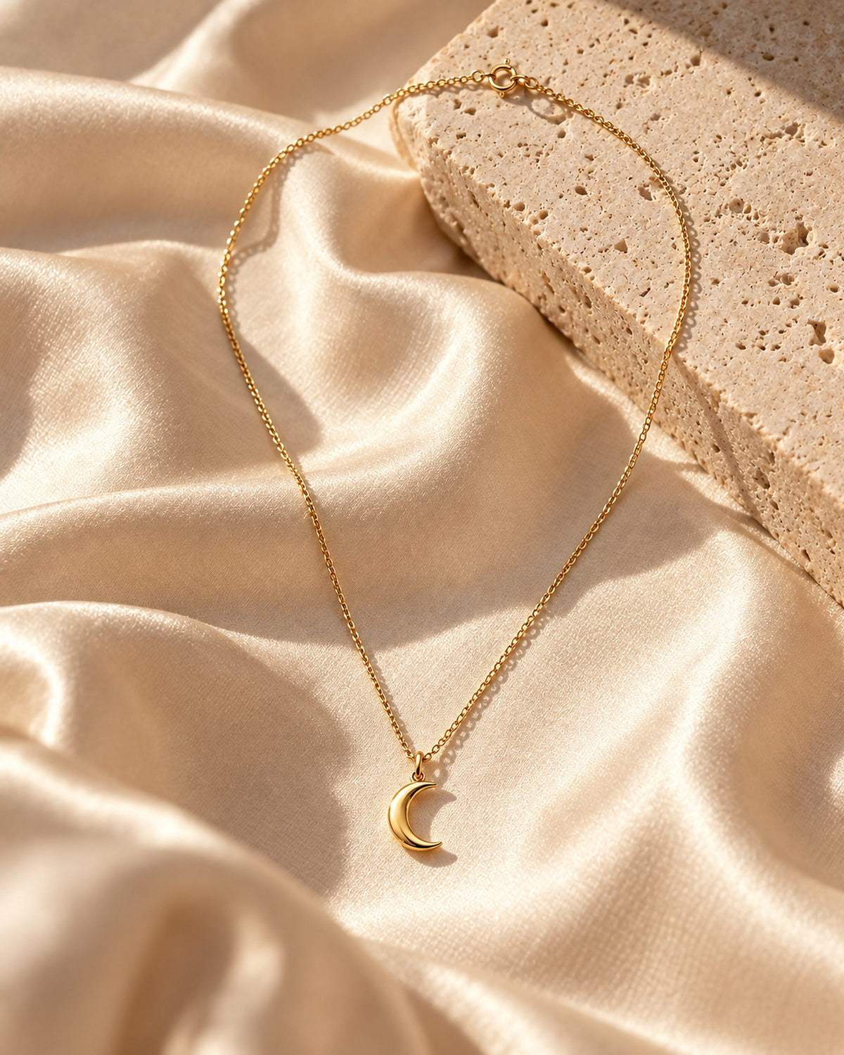 Collier Luna sur soie champagne